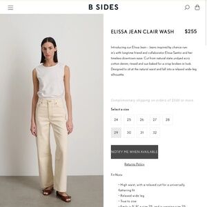 B Sides Elissa Jeans, Clair Wash, Sz 30